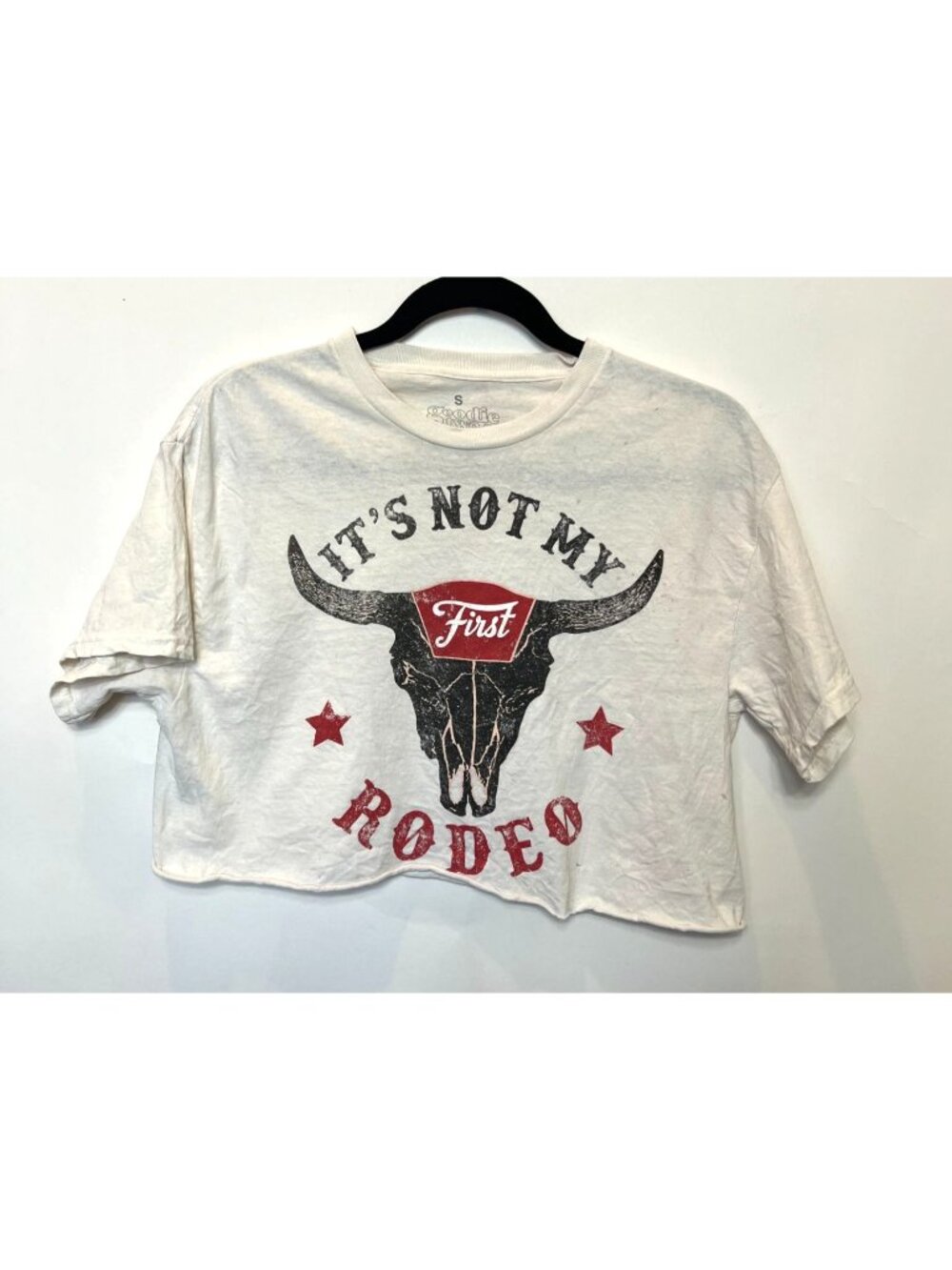 Women's White 'It's Not My Rodeo' Graphic Crop Tee